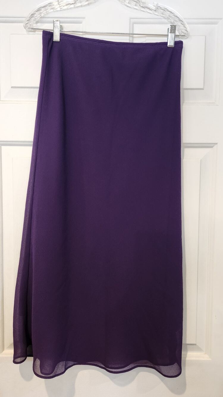 Vintage Ninalee Purple L Chiffon Maxi Skirt Made in USA Lined Flowy Large L #263